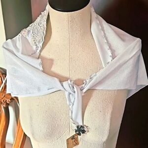 NWT MOS vtg embroidered lace Sequined hand-stitched formal or wedding shawl